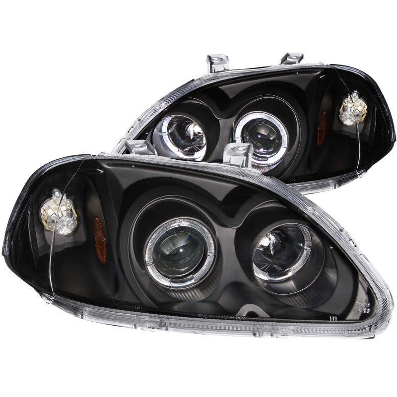 ANZO 1996-1998 Honda Civic Projector Headlights w/ Halo Black - anz121068