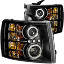 ANZO 2007-2013 Chevrolet Silverado 1500 Projector Headlights w/ Halo Black - anz111200