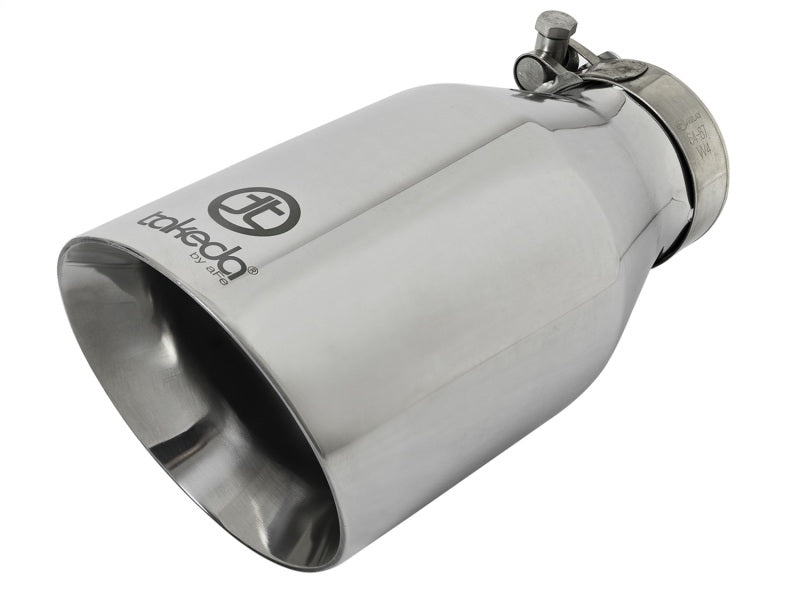 aFe Takeda 304 Stainless Steel Clamp-On Exhaust Tip 2.5in. Inlet / 4.5in. Outlet / 9in. L - Polished - afe49T25454-P09