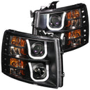 ANZO 2007-2013 Chevrolet Silverado 1500 Projector Headlights w/ U-Bar Black - anz111281