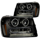 ANZO 2002-2009 Chevrolet Trailblazer Projector Headlights w/ Halo Black - anz111127