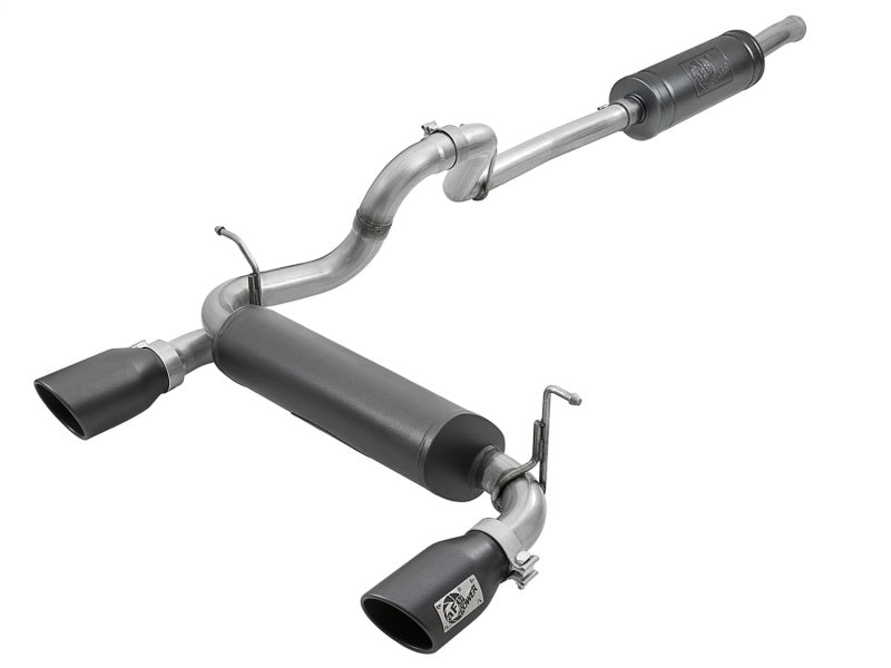 aFe Rebel Series 2.5in 304 SS Cat-Back Exhaust w/ Black Tips 2018+ Jeep Wrangler (JL) V6 3.6L - afe49-38066-B