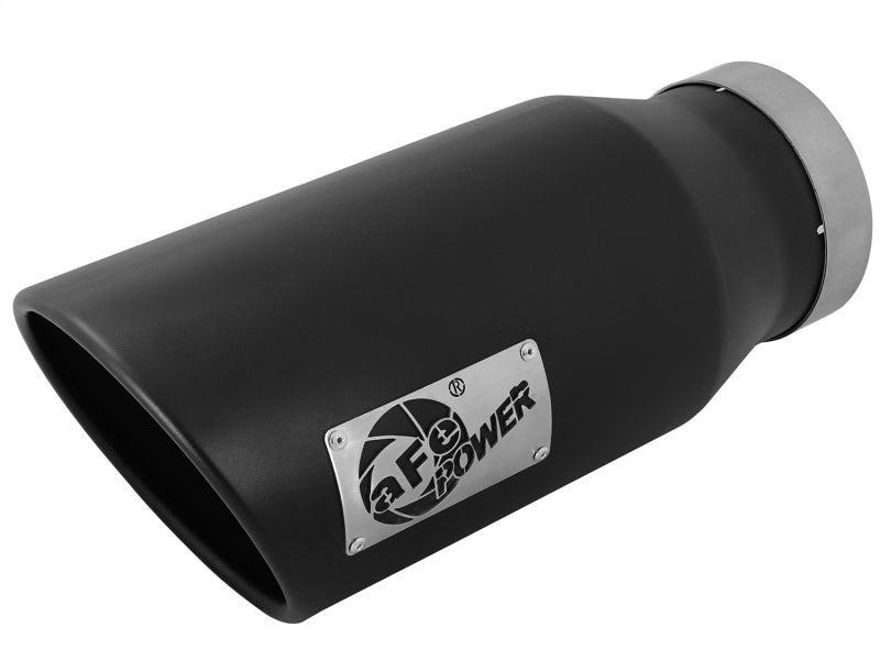 aFe POWER MACH Force-Xp 5in 304 Stainless Steel Exhaust Tip 5In x 7Out x15Lin Bolt-On Right-Blk - afe49t50702-b15