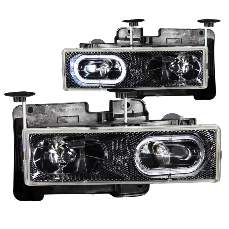 ANZO 1988-1998 Chevrolet C1500 Crystal Headlights Carbon w/ Halo - anz111005