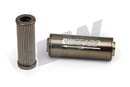 DeatschWerks Stainless Steel 8AN 100 Micron Universal Inline Fuel Filter Housing Kit (70mm) - dw8-03-070-100K
