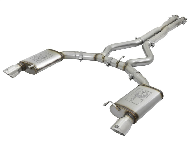 aFe MACHForce XP 3in 304 SS Cat-Back Exhausts w/ Polished Tips 15-17 Ford Mustang GT V8-5.0L/V6-3.7L - afe49-33072-1P