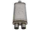 aFe MACHForce XP SS Muffler 2.5in Center Inlet / 2.5in Dual Outlets 18in L x 9in W x 4in H Body - afe49M00009