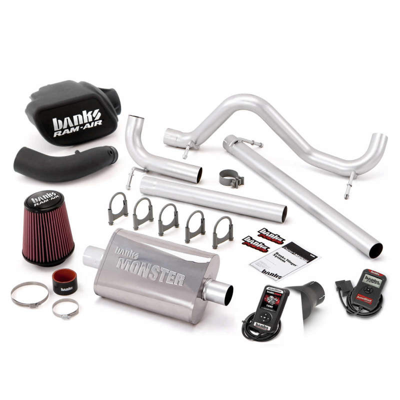 Banks Power 07-11 Jeep 3.8L Wrangler - 4dr Stinger Sys w/ AutoMind - SS Single Exhaust w/ Black Tip - gbe51341-B