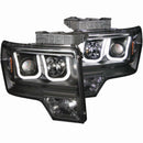 ANZO 2009-2014 Ford F-150 Projector Headlights w/ U-Bar Black - anz111263