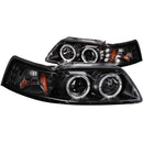 ANZO 1999-2004 Ford Mustang Projector Headlights Black G2 (Dual Projector) - anz121303