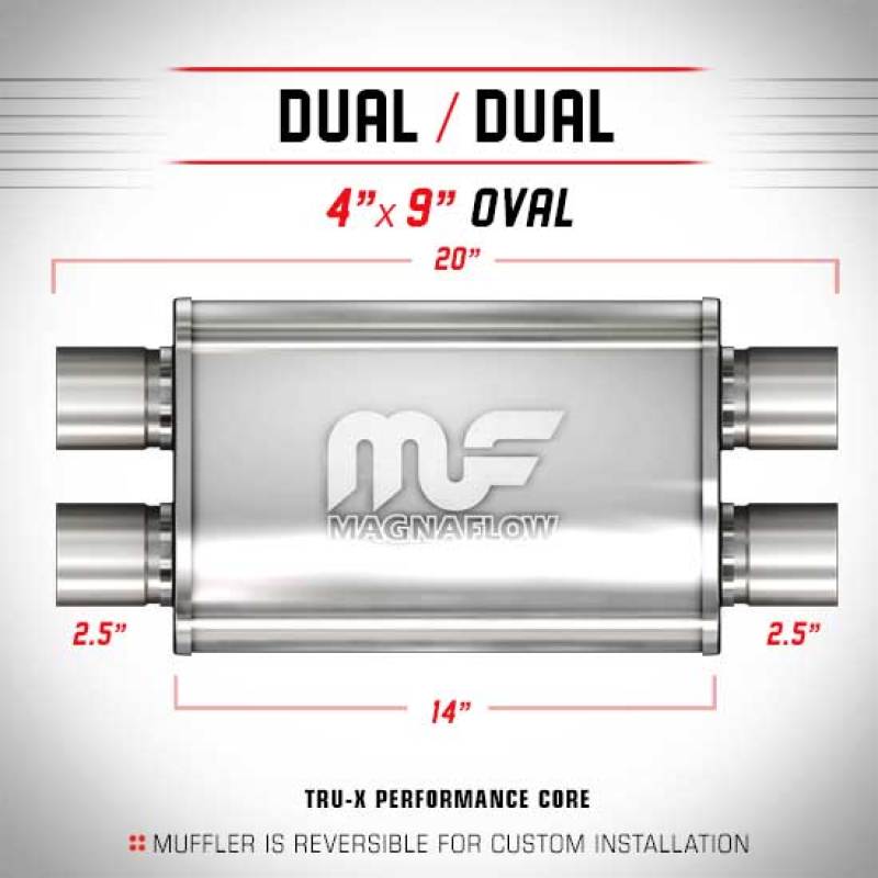 MagnaFlow Muffler Mag SS 14X4X9 2.5 D/D - mag14386