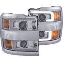 ANZO Projector Headlights 15-17 Chevrolet Silverado 2500HD / 3500HD Chrome w/ Chrome Rim - anz111366