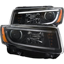 ANZO 2014-2015 Jeep Grand Cherokee Projector Headlights w/ Plank Style Design Black - anz111329