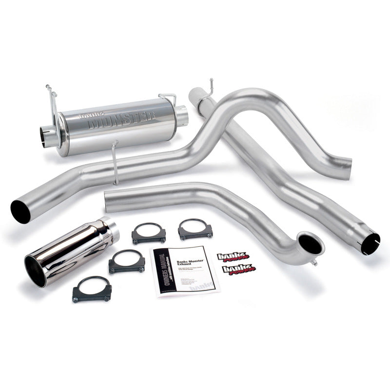 Banks Power 99 Ford 7.3L Truck Cat Monster Exhaust System - SS Single Exhaust w/ Chrome Tip - gbe48655