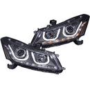ANZO 2008-2012 Honda Accord Projector Headlights w/ U-Bar Black - anz121483