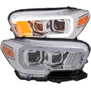 ANZO 2016-2017 Toyota Tacoma Projector Headlights w/ Plank Style Design Chrome w/ Amber - anz111378