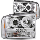 ANZO 2005-2007 Ford Excursion Projector Headlights w/ Halo Chrome w/ LED Strip (CCFL) 1pc - anz111118