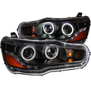 ANZO 2008-2015 Mitsubishi Lancer Projector Headlights w/ Halo Black (CCFL) - anz121428