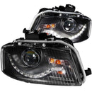 ANZO 2006-2008 Audi A3 Projector Headlights Black (R8 LED Style) - anz121322