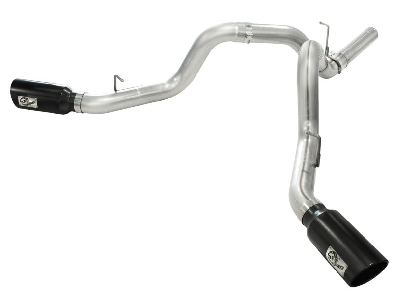 aFe MachForce XP Exhaust 4inch DP-Back All SS 2011-14 GM Diesel Trucks V8-6.6L LML Black Tips - afe49-44043-B