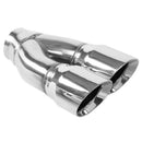MagnaFlow Tip Stainless Double Wall Round Dual Outlet Polished 3in DIA 2.25in Inlet 9.75in Length - mag35227