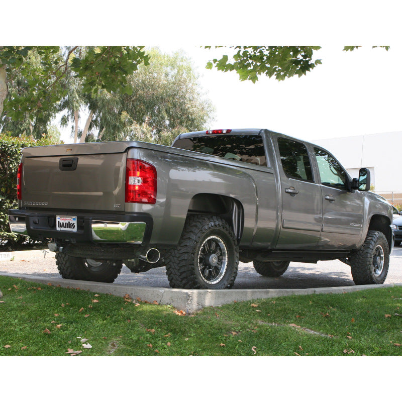 Banks Power 07-10 Chevy 6.6L LMM ECSB-CCLB Monster Exhaust System - SS Single Exhaust w/ Chrome Tip - gbe47784