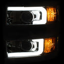 ANZO 2015-2016 Chevrolet Silverado Projector Headlights w/ Plank Style Design Chrome w/ Amber - anz111360