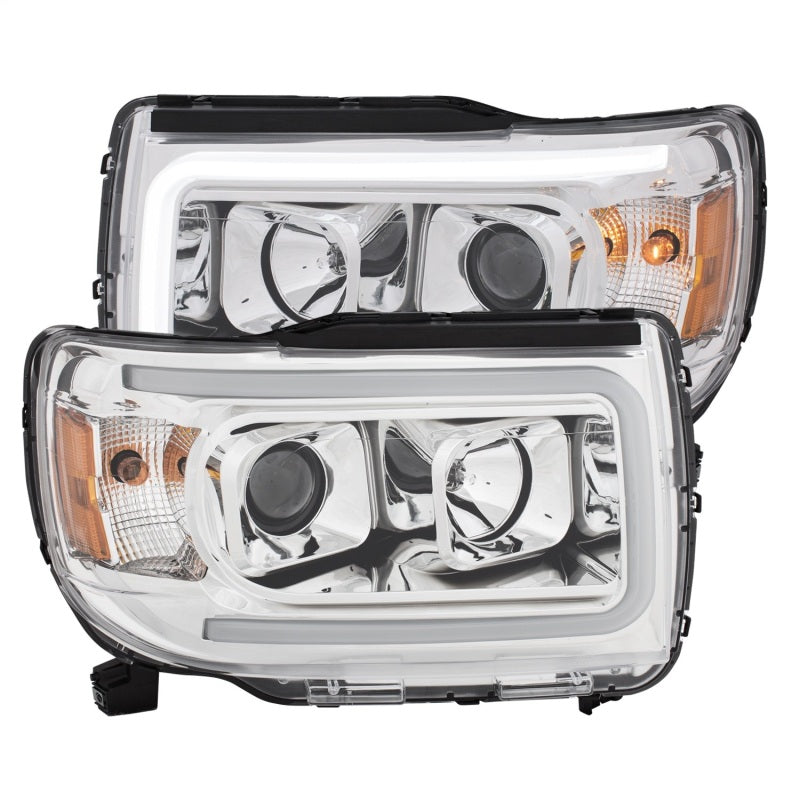 ANZO 2015+ GMC Canyon Projector Headlights w/ Plank Style Design Chrome w/ Amber - anz111382