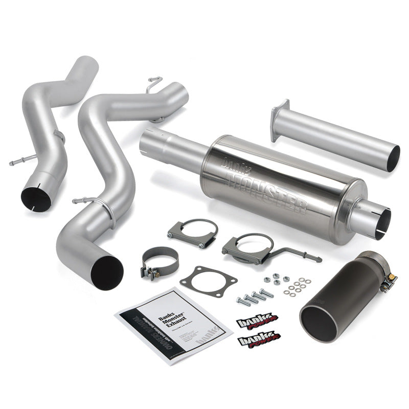 Banks Power 06-07 Chevy 6.6L SCLB Monster Exhaust System - SS Single Exhaust w/ Black Tip - gbe48937-B