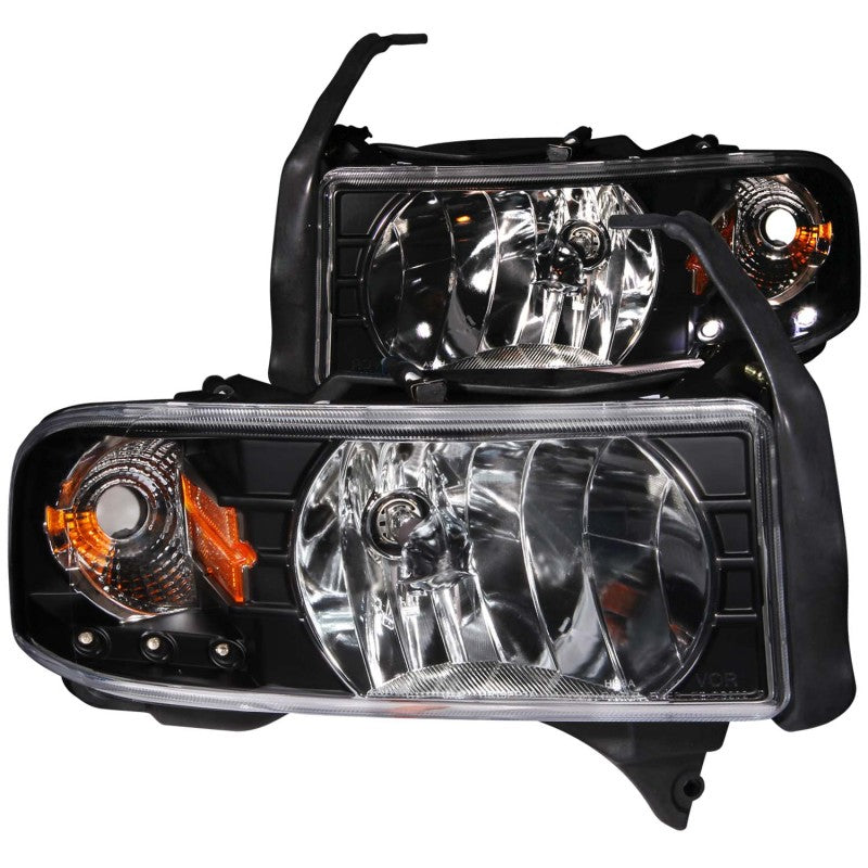 ANZO 1994-2001 Dodge Ram Crystal Headlights Black w/ LED - anz111205