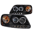 ANZO 1997.5-2003 Ford F-150 Projector Headlights w/ Halo and LED Black 1pc - anz111031