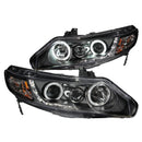 ANZO 2006-2011 Honda Civic Projector Headlights w/ Halo Black (CCFL) - anz121454