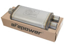 aFe MACHForce XP SS Muffler 2.5in Center Inlet / 2.5in Dual Outlets 18in L x 9in W x 4in H Body - afe49M00009