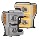 ANZO LED Headlights 17-18 Ford F-250 Super Duty Plank-Style L.E.D. Headlight Chrome (Pair) - anz111389