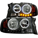 ANZO 1997-2004 Dodge Dakota Projector Headlights w/ Halo Black 1 pc - anz111194