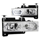 ANZO 1988-1998 Chevrolet C1500 Crystal Headlights Chrome w/ Halo - anz111006