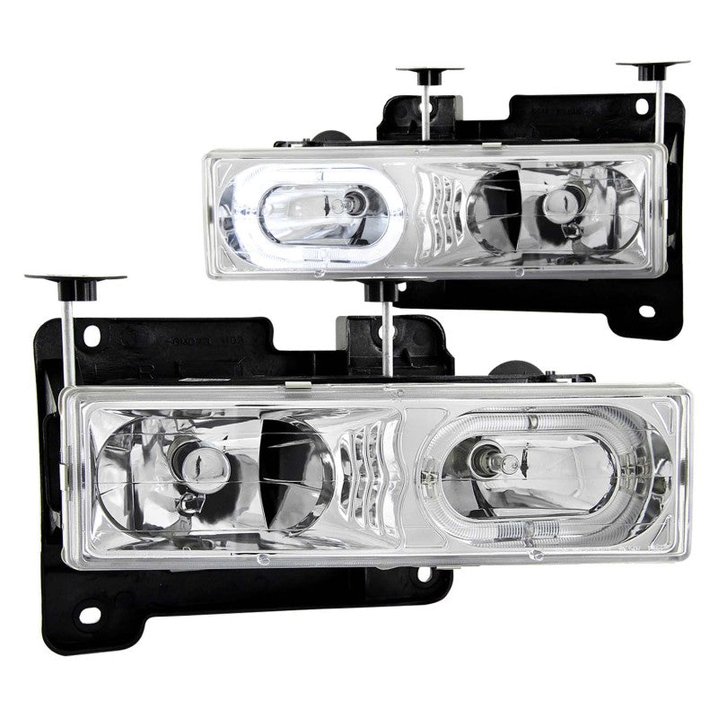 ANZO 1988-1998 Chevrolet C1500 Crystal Headlights Chrome w/ Halo - anz111006