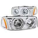 ANZO 1999-2006 Gmc Sierra 1500 Crystal Headlights w/ Halo and LED Chrome - anz111208
