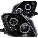 ANZO 1997-2001 Honda Prelude Projector Headlights w/ Halo Black w/ LED - anz121341