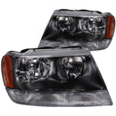 ANZO 1999-2004 Jeep Grand Cherokee Crystal Headlights Black - anz111042