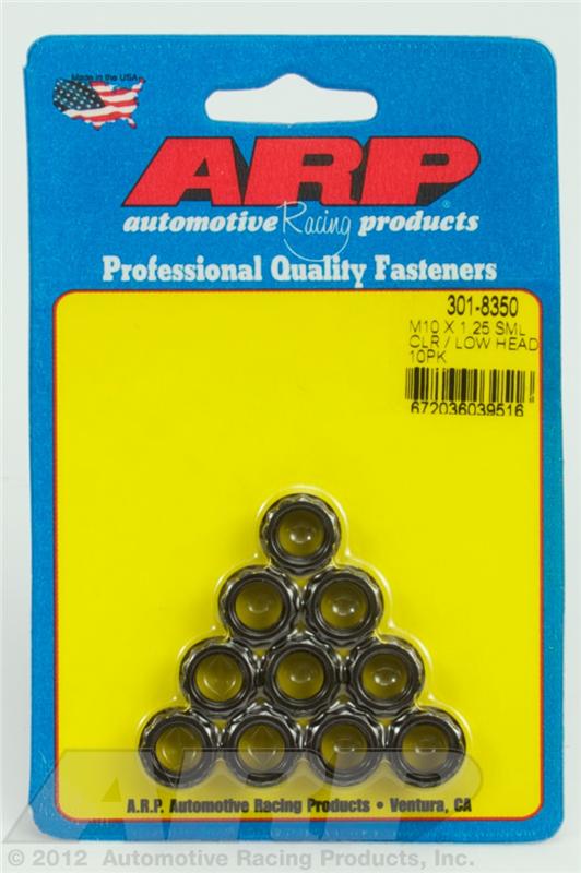 ARP M10x1.25 Sml Clr/Low Head 12PT Nut Kit 8740 Chrome Moly Black - 10 PK - arp301-8350