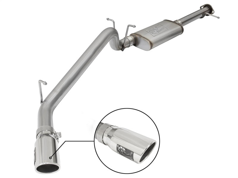 aFe Mach Force-XP Exhaust 3in CB SS 15-17 GM Colorado/Canyon 2.5L/3.6L Side Exit w/ Polished Tip - afe49-44058-P