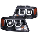 ANZO 2004-2008 Ford F-150 Projector Headlights w/ U-Bar Black - anz111288