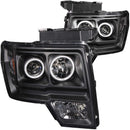 ANZO 2009-2014 Ford F-150 Projector Headlights w/ Halo Black (CCFL) - anz111161