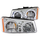 ANZO 2003-2006 Chevrolet Silverado 1500 Crystal Headlights w/ Halo Chrome - anz111211