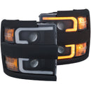 ANZO Projector Headlights 15-17 Chevrolet Silverado 2500HD / 3500HD Black w/ Black Rim - anz111364