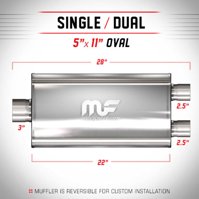 MagnaFlow Muffler Mag SS 22X5X11 2.5 D/3 C - mag14588