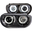 ANZO 2008-2014 Dodge Challenger Projector Headlights w/ Halo Black (CCFL) - anz121308