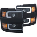 ANZO Projector Headlights With Plank Style Design Black w/Amber 15-17 Chevrolet Silverado 2500/3500 - anz111363