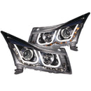 ANZO 2011-2015 Chevrolet Cruze Projector Headlights w/ U-Bar Black - anz121462